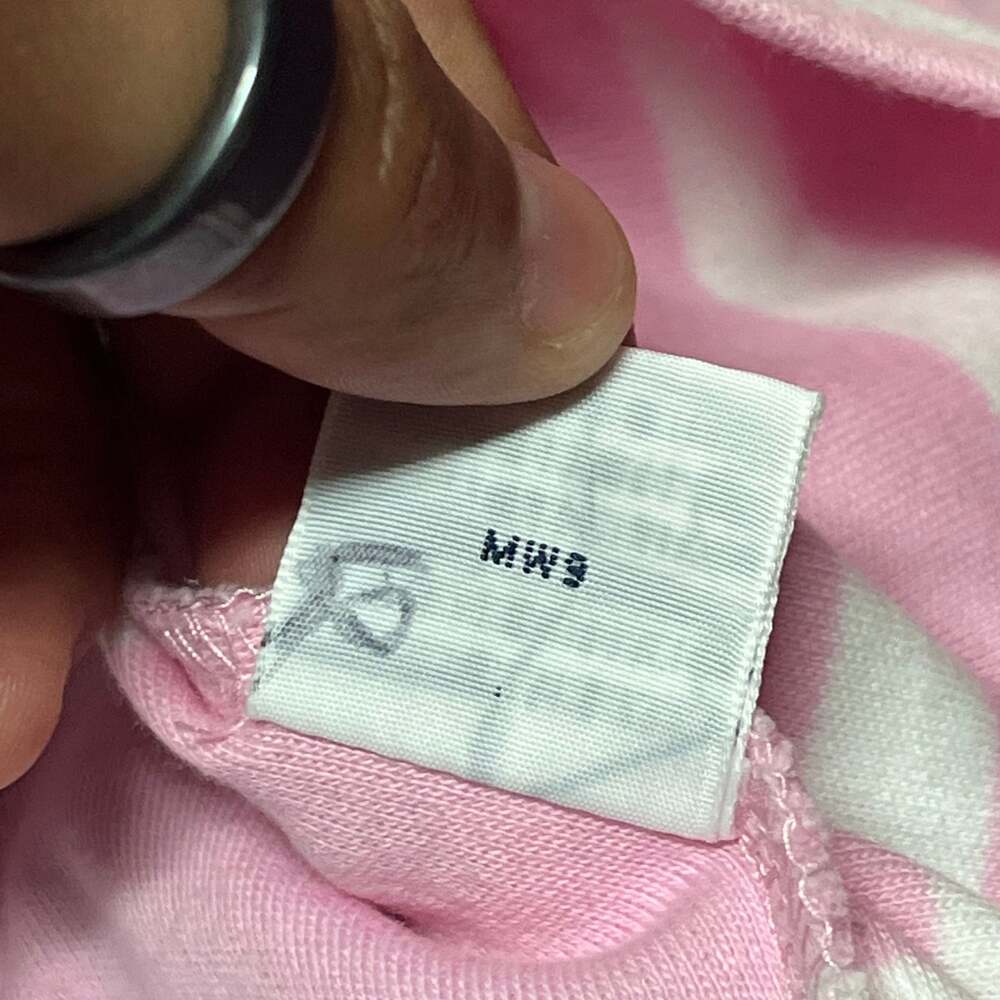Vintage Polo Ralph Lauren Pink and White Striped Short Sleeve Polo Shirt with Gr - Picture 7 of 7